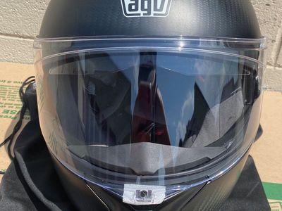 Like New AGV Sport Modular Carbon Fiber Matte Size M Motorcycle Helmet with Sena Bluetooth Mount and Microphone