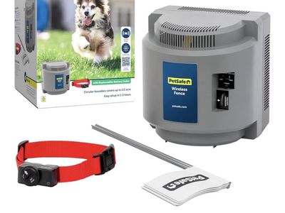 PetSafe Wireless Dog Fence System - Covers up to 1/2 Acre, Adjustable Circular Boundary, Rechargeable Collar