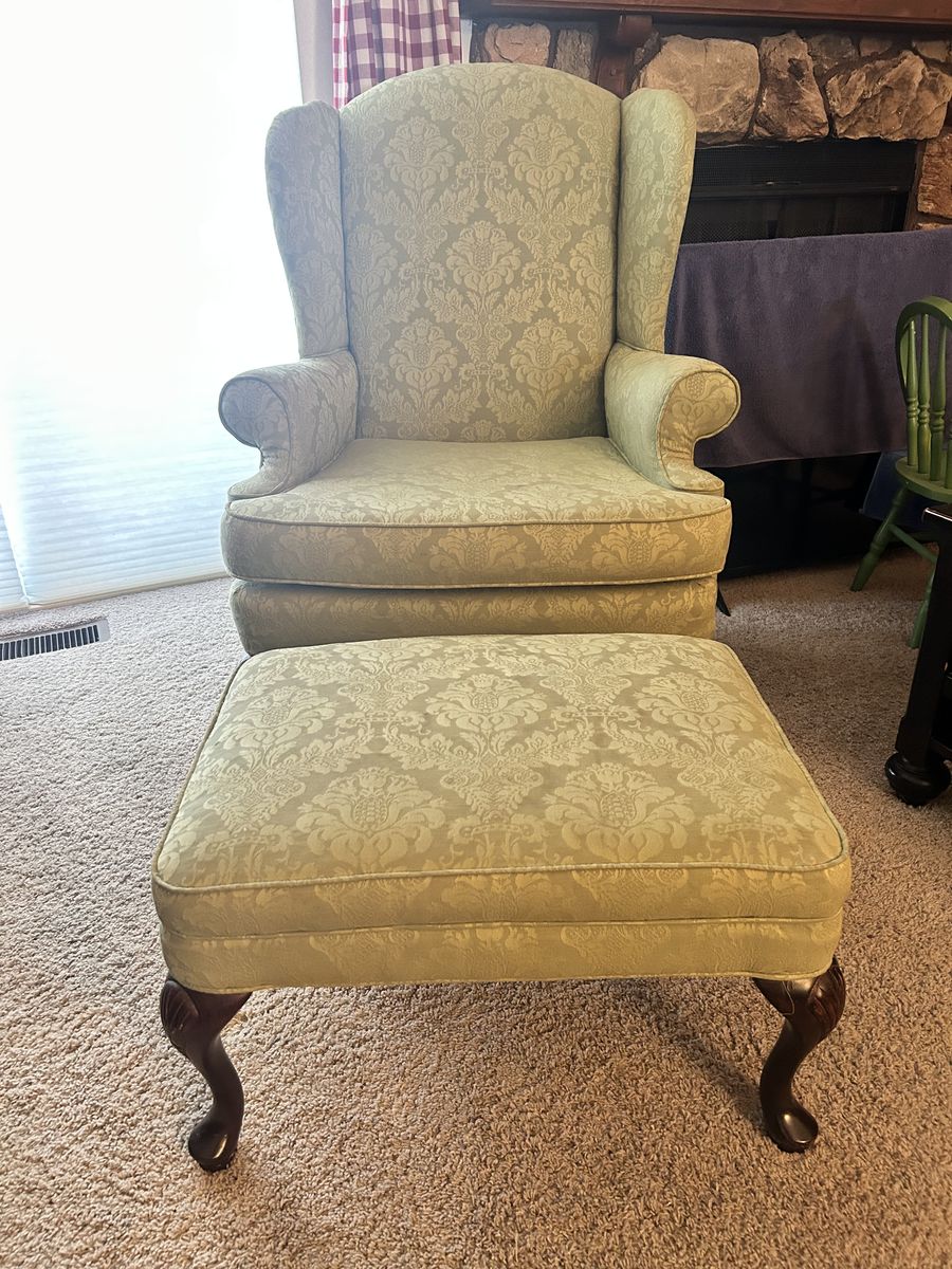 Wingback Chair and Matching Ottoman