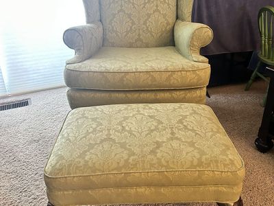 Wingback Chair and Matching Ottoman
