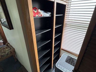Oak Frame Tall Double Bookcase with Adjustable Shelves
