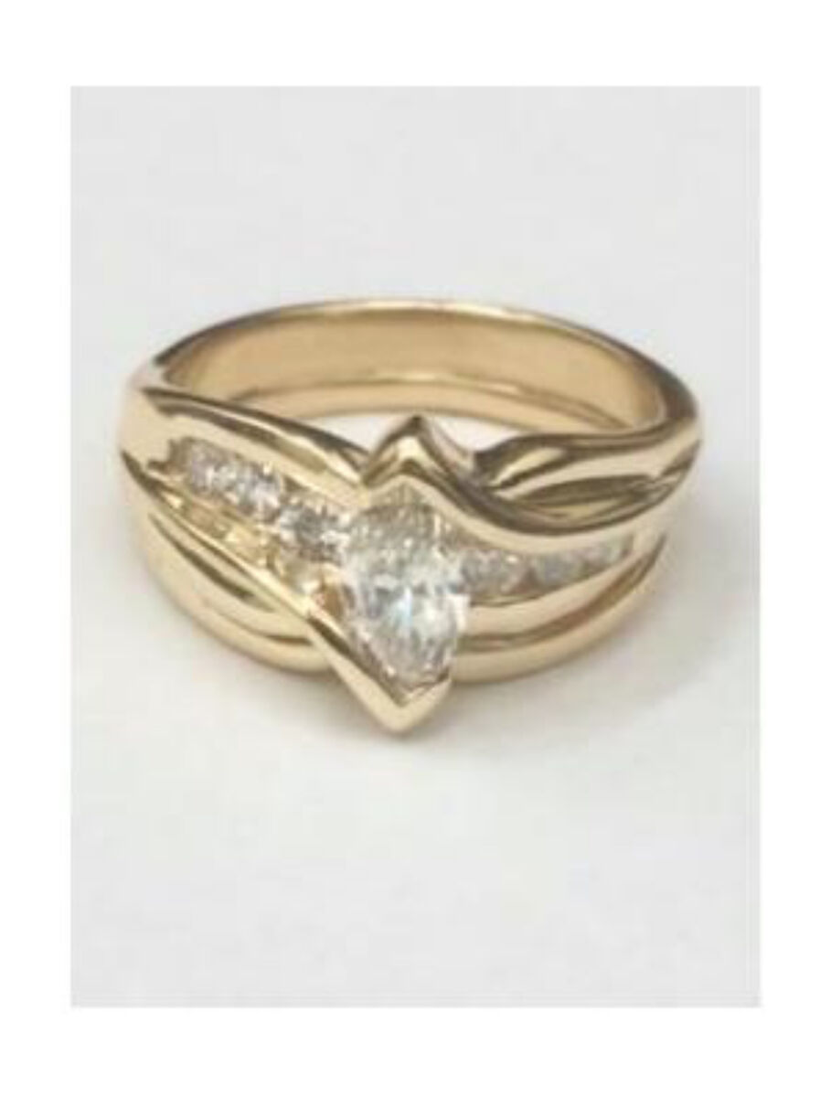 GIA Certified Diamond Wedding Ring Set – 14k Yellow Gold – 1.55 CTW