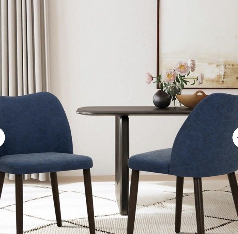 New Upholstered Dining Chairs, Blue (Set of 2)