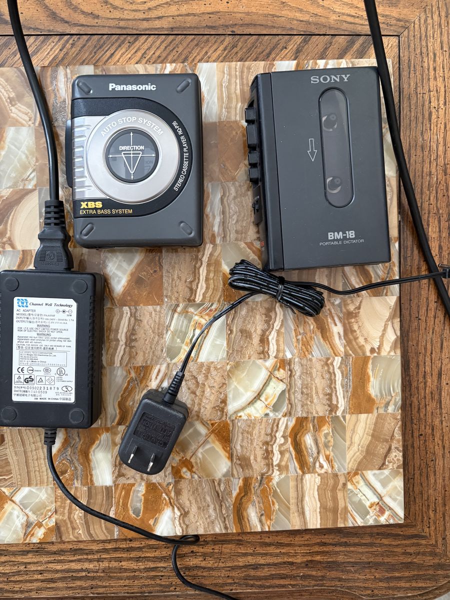 Panasonic xbs cassette player, Sony BM-18 cassette player, AC adapter.  $20 each