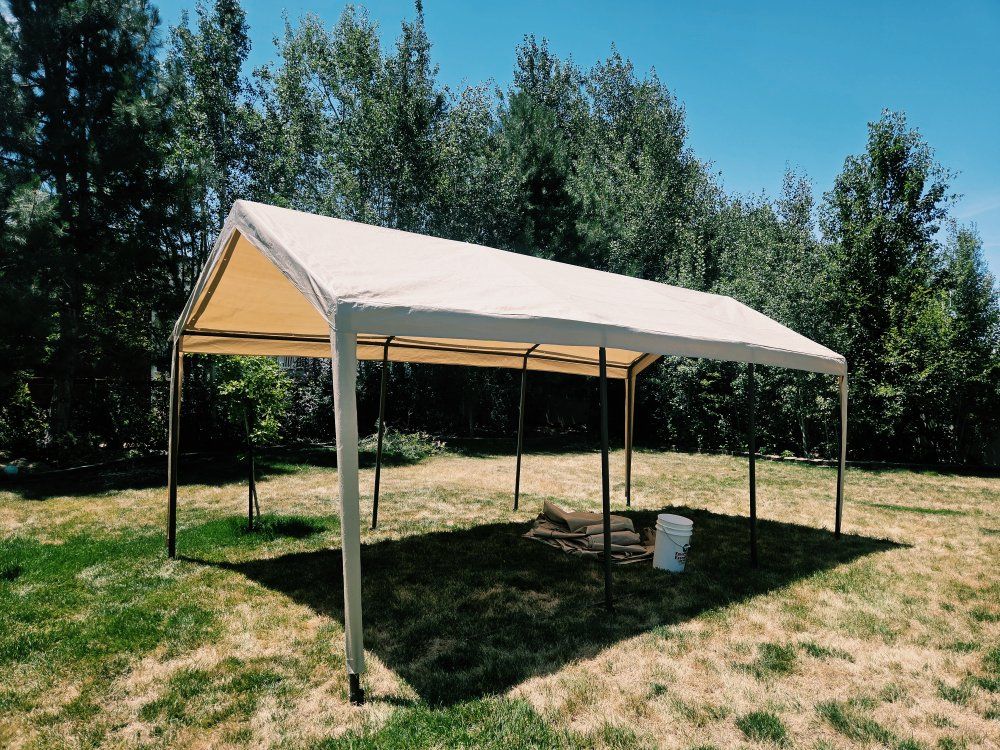 Steel Frame Canopy Tent 10x20 ft - Beige Outdoor Shade or Carport