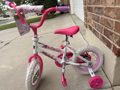 Huffy Seastar Kids' 12" Pink & White Bicycle w/ Training Wheels - Ages 3-5