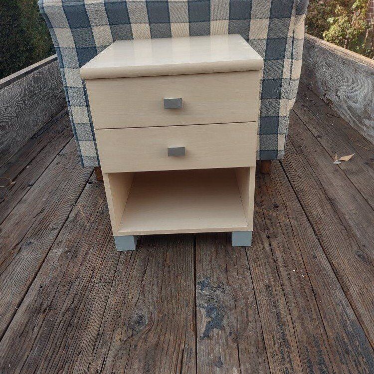 light colored bedside nightstand