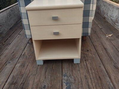 light colored bedside nightstand