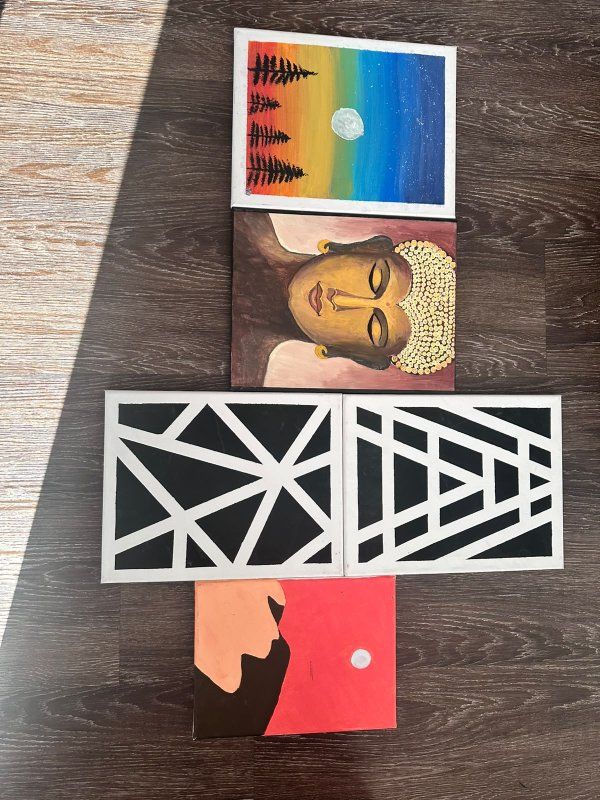 Assorted Canvas Art Painting Set - 5 Pieces