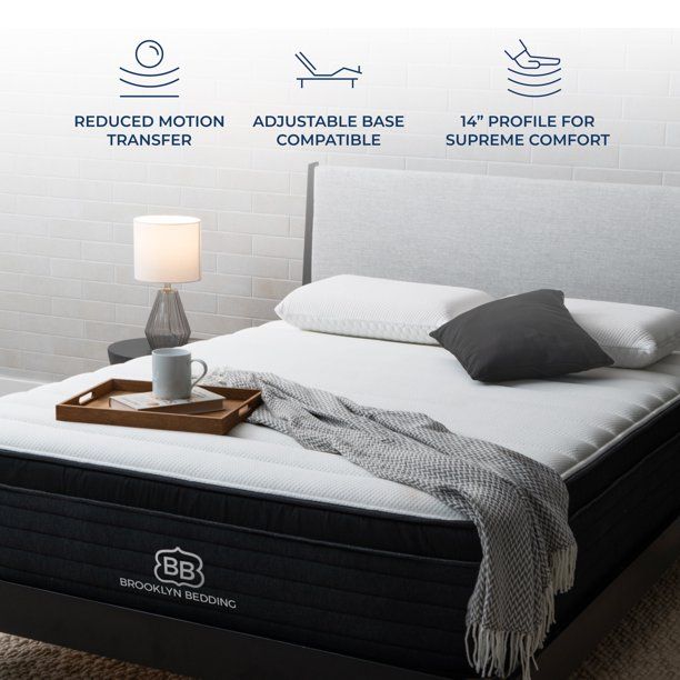 New, Brooklyn Bedding Select 14" Gel Memory Foam Hybrid Mattress , Queen