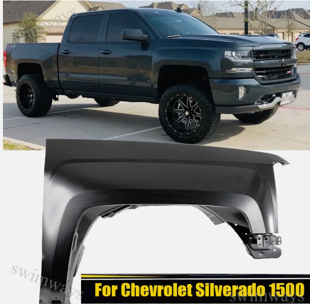 New - 2014 - 2018 Chevrolet Silverado Front Right Steel Fender, Direct Fit.