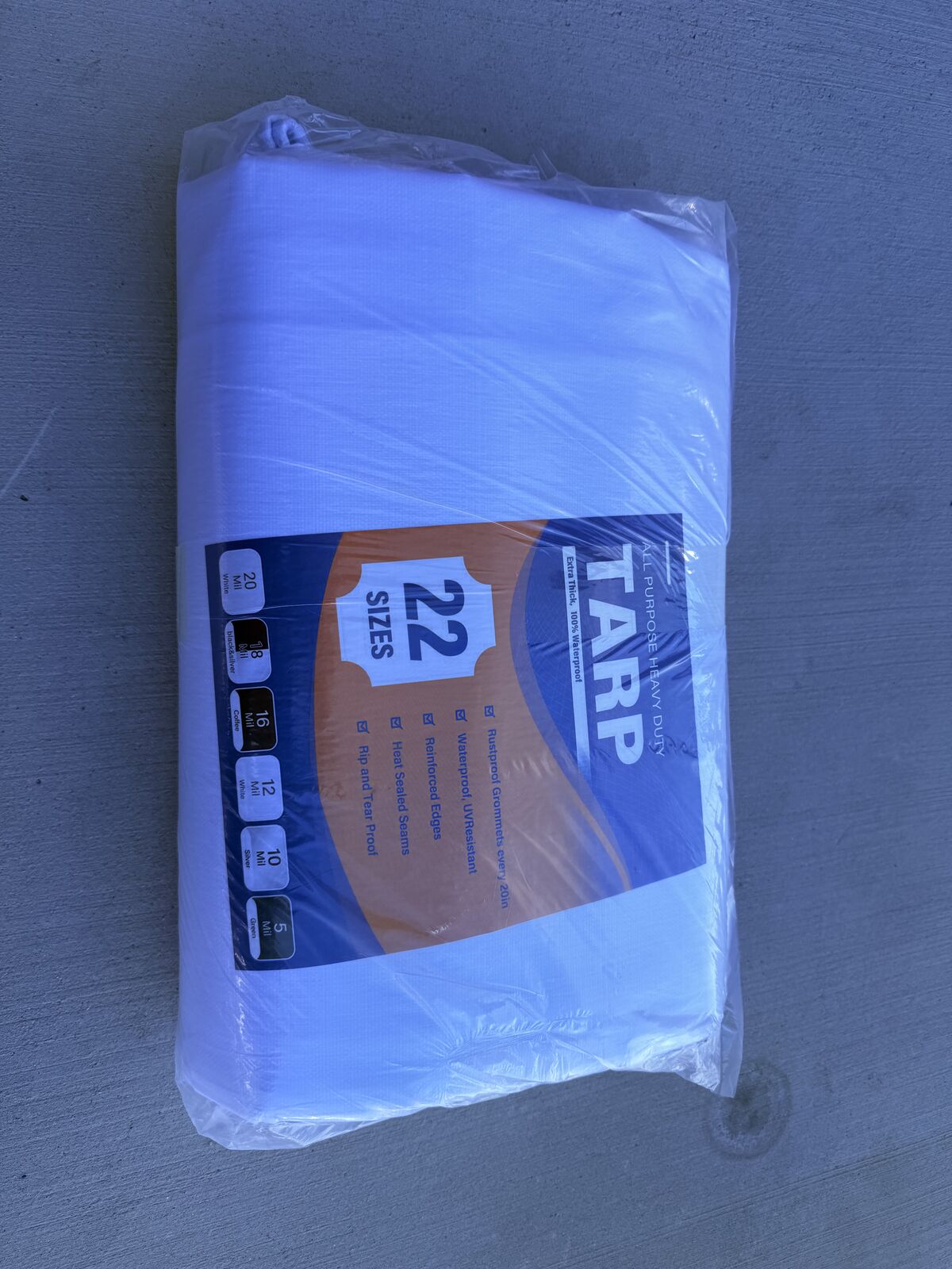 16x12 heavy duty tarp white 20 mil