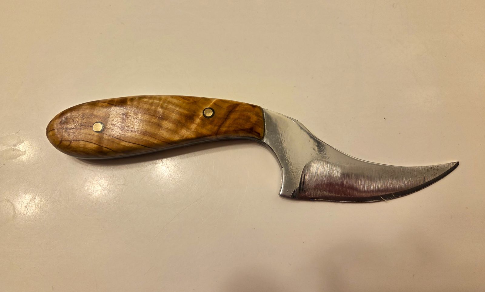 Small skinner style knife- aspen burl handle