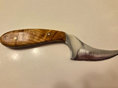 Small skinner style knife- aspen burl handle