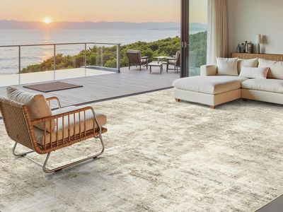 NEW 9x12 Area Rug for Living Room, Abstract Non Slip Machine Washable Vintage Carpets Beige Gray