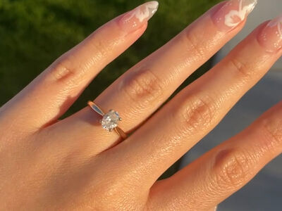 14K Yellow Gold Oval Cut Diamond Engagement Ring