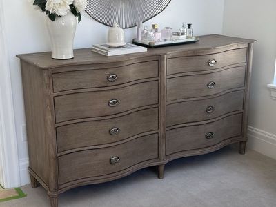 Restoration Hardware 6-Drawer Dresser & 3-Drawer Nightstand Set - Weathered Oak Finish