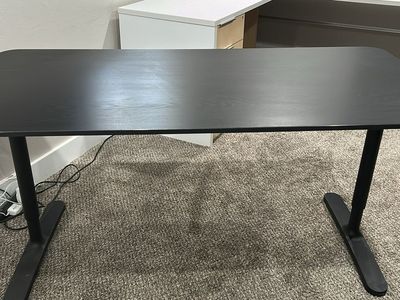 Black Rectangular Desk with Storage, Study/Office Table