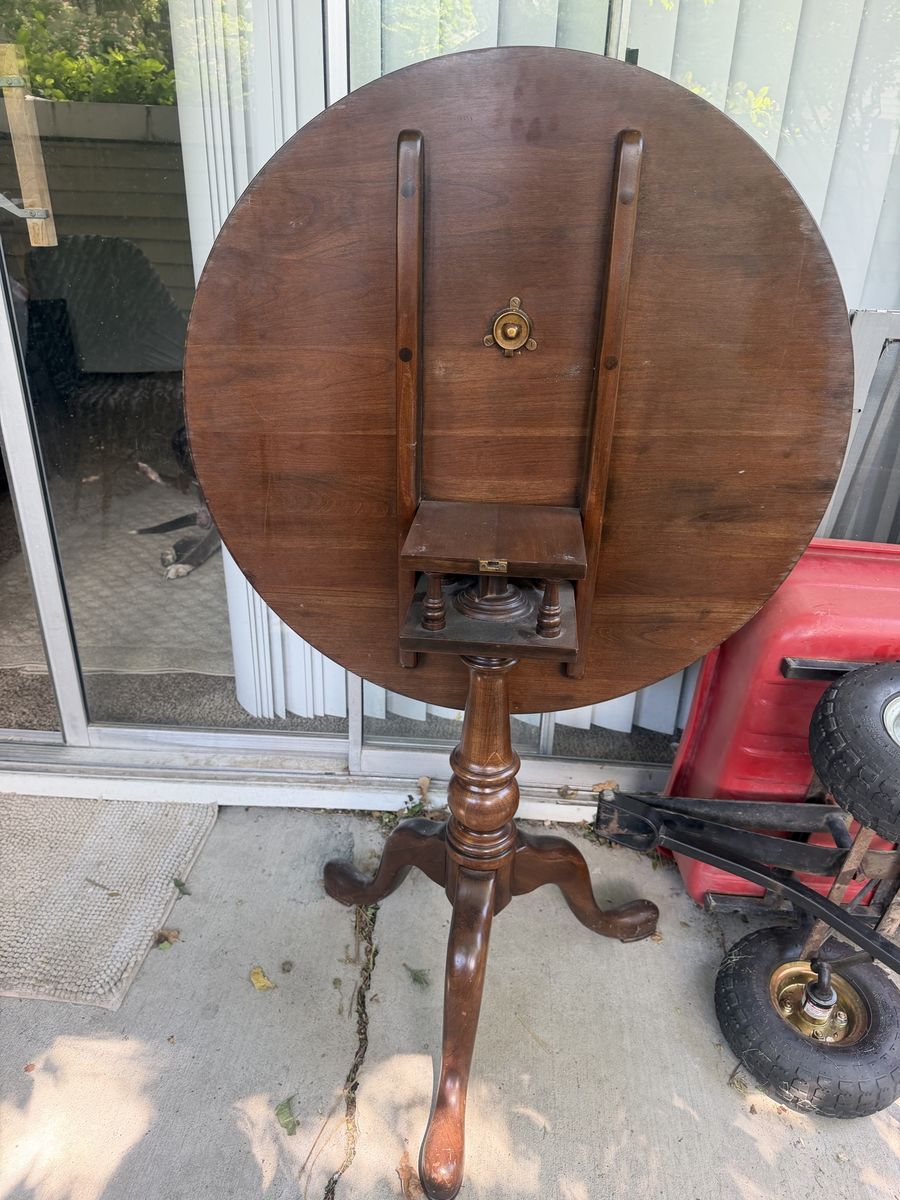 Ethan Allen Tilt-Top Table - Round Wood Accent Table