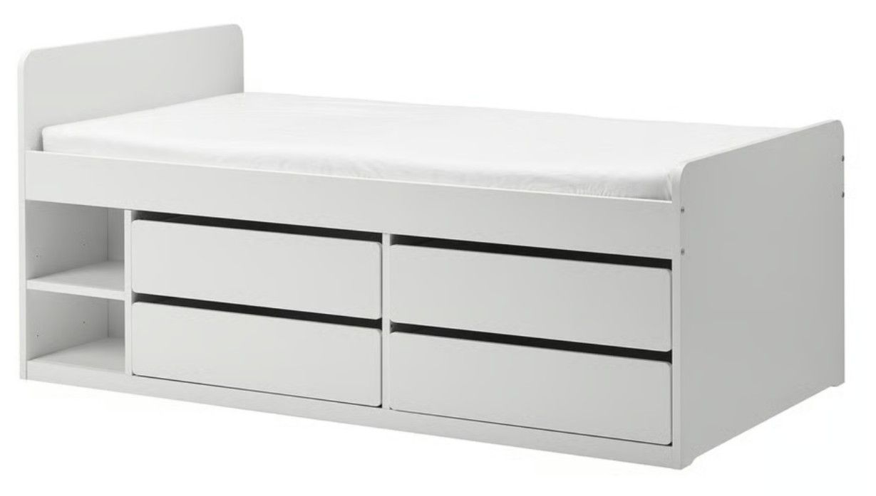 IKEA SLÄKT Twin Storage Bed - White frame - $250 obo