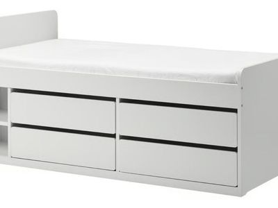 IKEA SLÄKT Twin Storage Bed - White frame - $250 obo