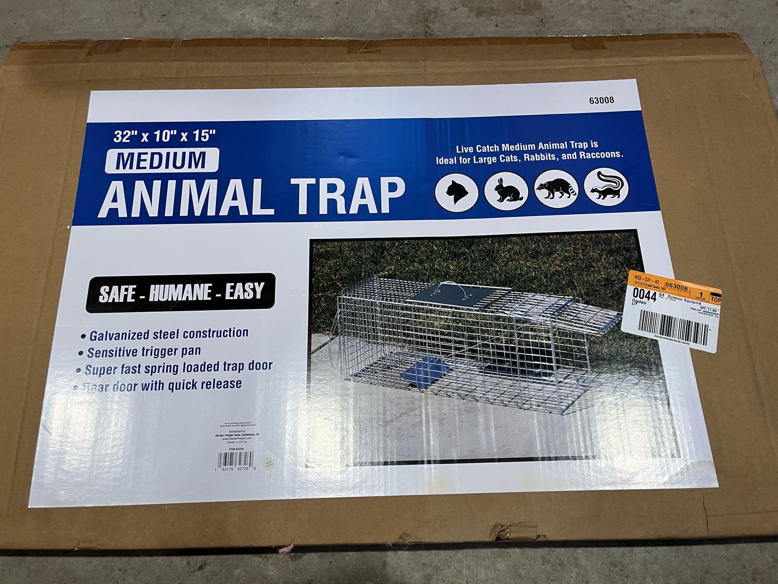 Raccoon Trap - Size: 32" x 10" x 15"
