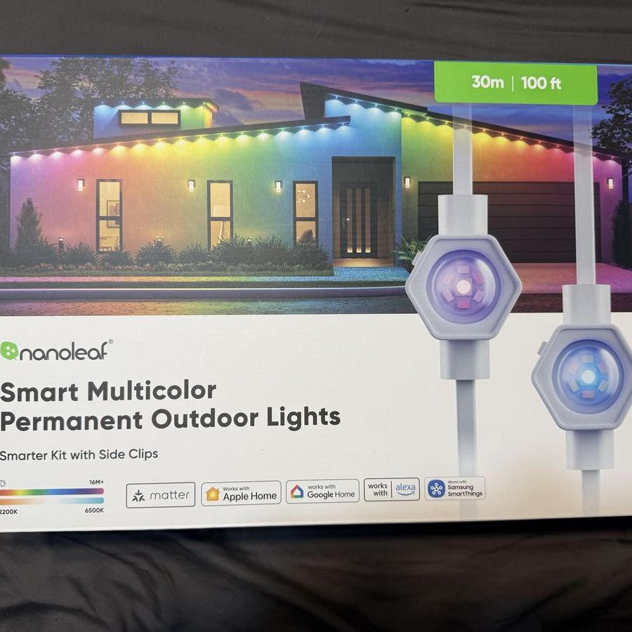 Nanoleaf Smart Multicolor Permanent Outdoor Lights, 100ft Smarter Kit with Side Clips
