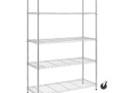HDX 5-Tier Steel Wire Shelving Unit with Casters in Chrome (48 in. W x 72 in. H x 18 in. D)