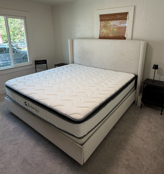 Cream Linen Bed Frame - King