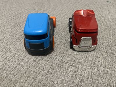 Hot Wheels 2011 & 2014 Diecast Semi Truck Toy Vehicles - Red & Blue