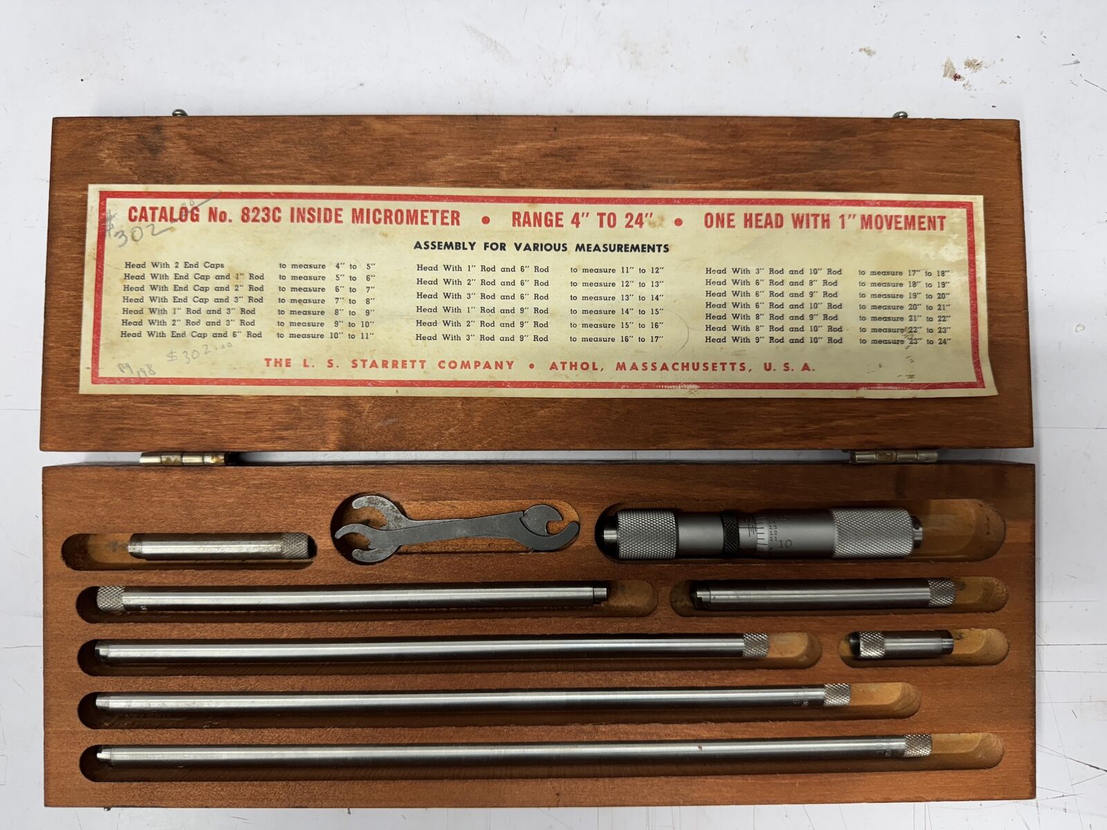 Starrett 823C Inside Micrometer 4-24"