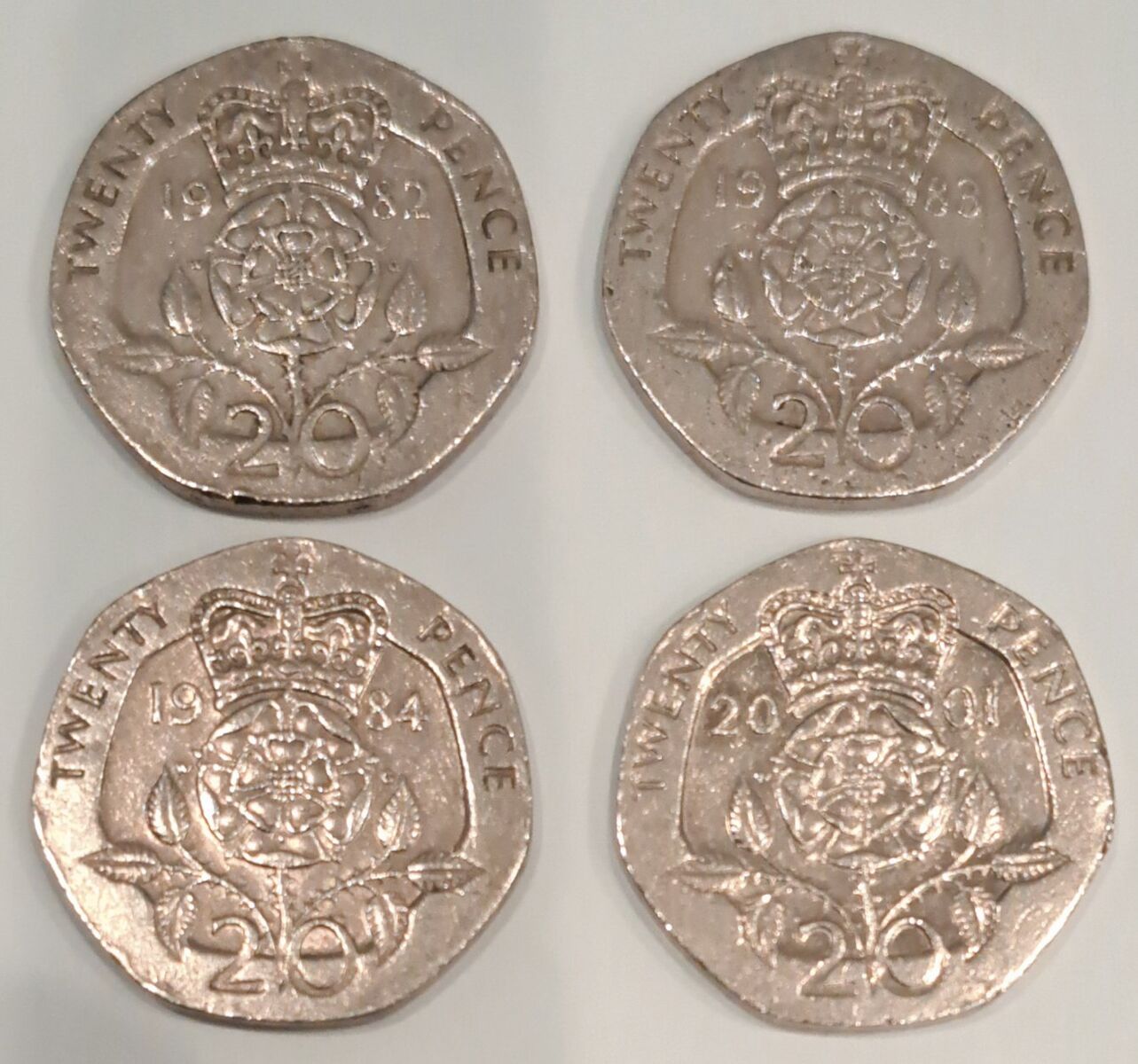20 Pence Coin Lot (4 Coins) UK Queen Elizabeth II