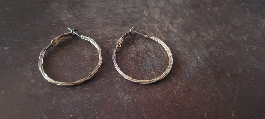 Gold Tone Twisted Hoop Earrings