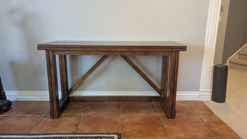 Rustic Wooden Fold-Out Sofa Console Table / Flip-Top Dining Desk