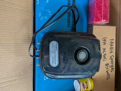 Electric aquarium gravel vac, filter supplies, etc