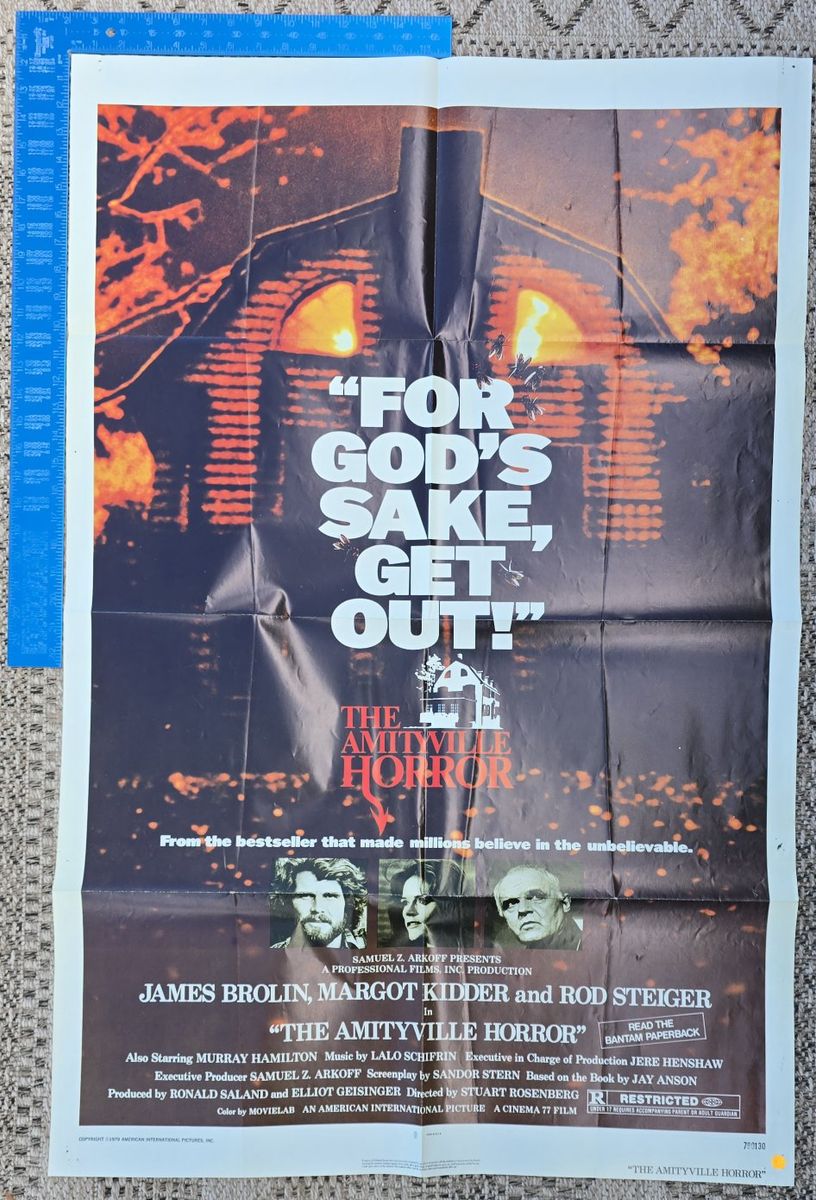 Vintage 1979 The Amityville Horror Original Movie Poster, James Brolin, Margot Kidder, Rod Steiger