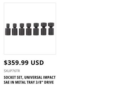 New Set MAC 3/8 Impact Wobbly Sockets