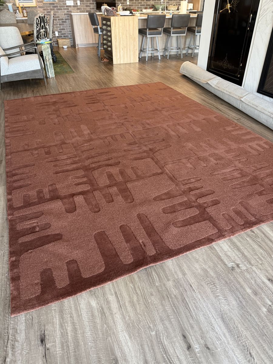 9' x 12' Wool Area Rug Global Views Daufe Rust