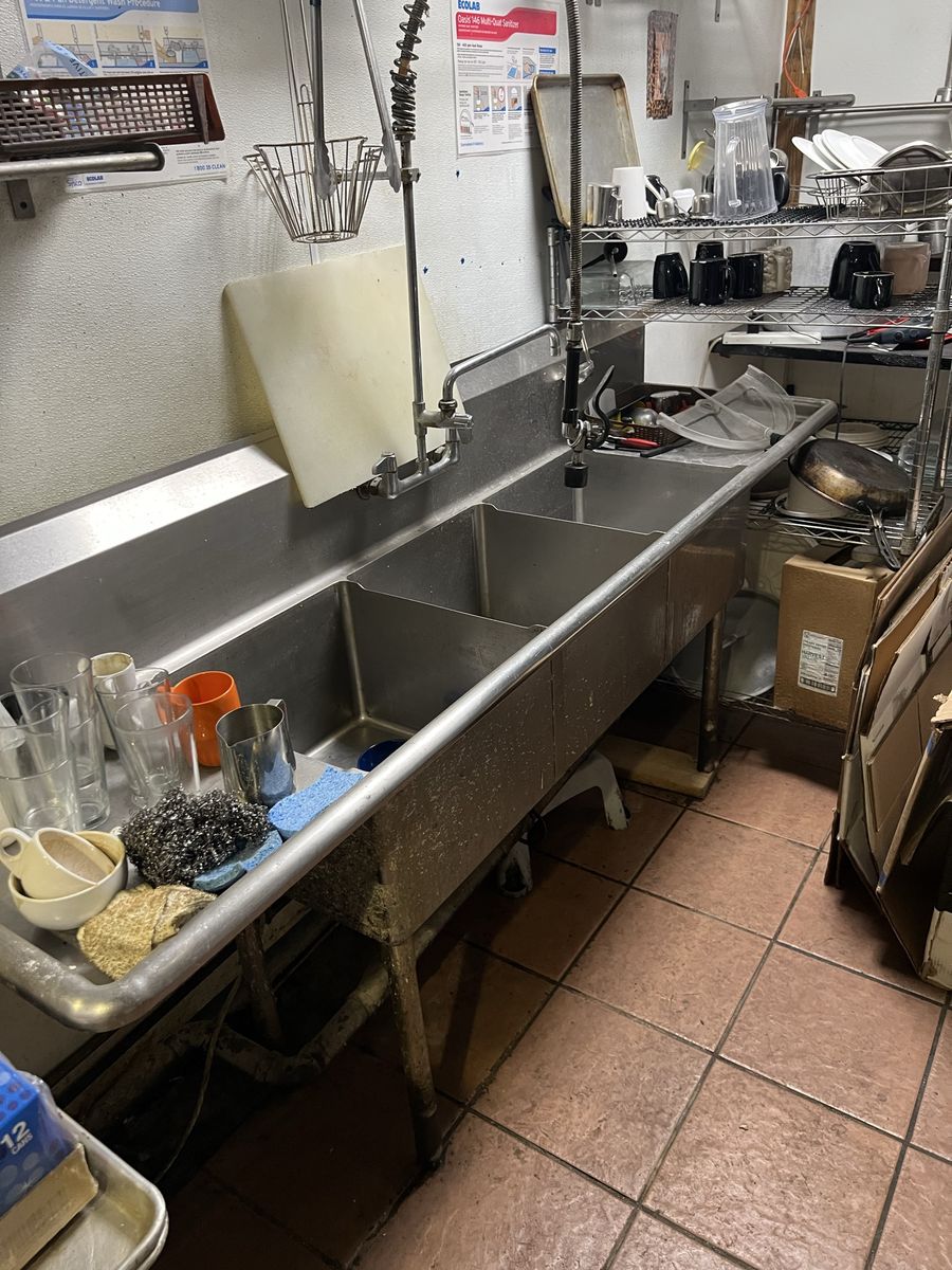 Used Commercial 3-Compartment Stainless Steel Sink