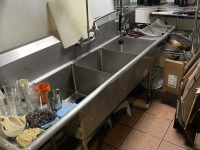 Used Commercial 3-Compartment Stainless Steel Sink