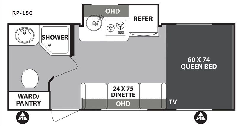 2019 Forest River RV R Pod RP-180 Travel Trailer Rear Bath