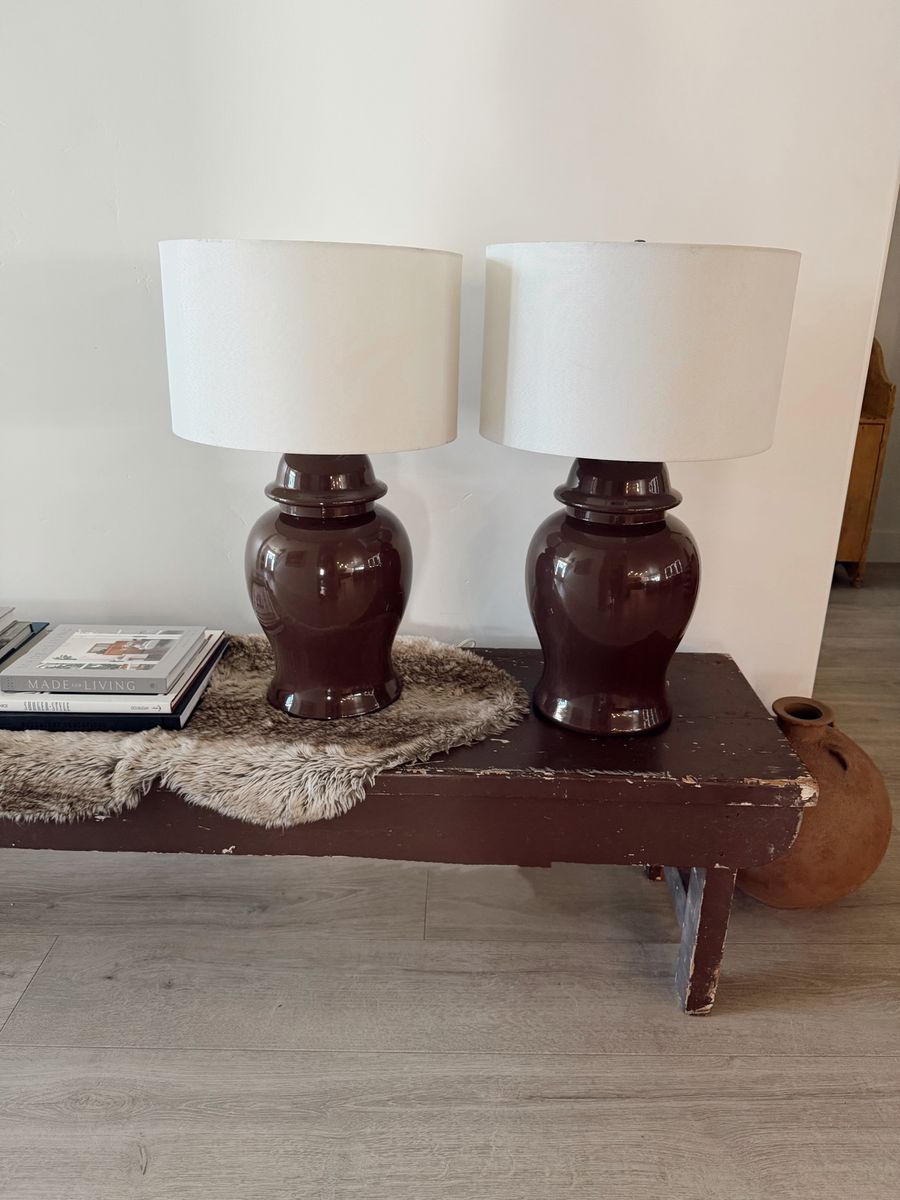 Vintage brown ginger jar ceramic lamps