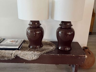 Vintage brown ginger jar ceramic lamps