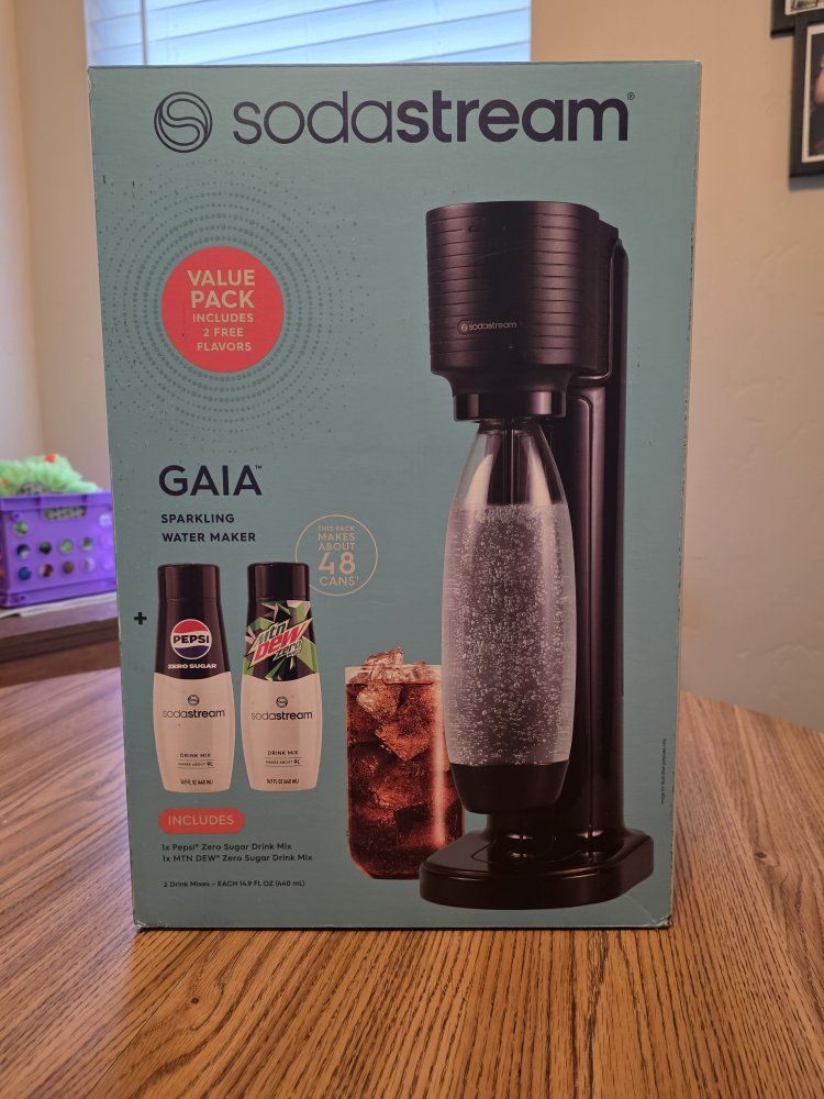 SodaStream GAIA Sparkling Water Maker Value Pack with Pepsi & MTN Dew Zero Sugar Mixes