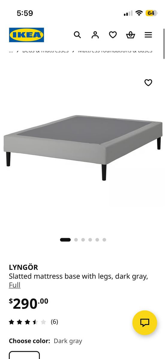 Used IKEA LYNGÖR Slatted Queen Mattress Base with Legs Dark Gray