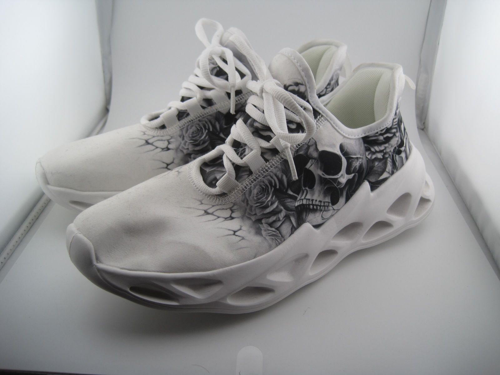 Unbranded Men's White Skull Gothic Lightweight Cushion Running Shoes Size 9