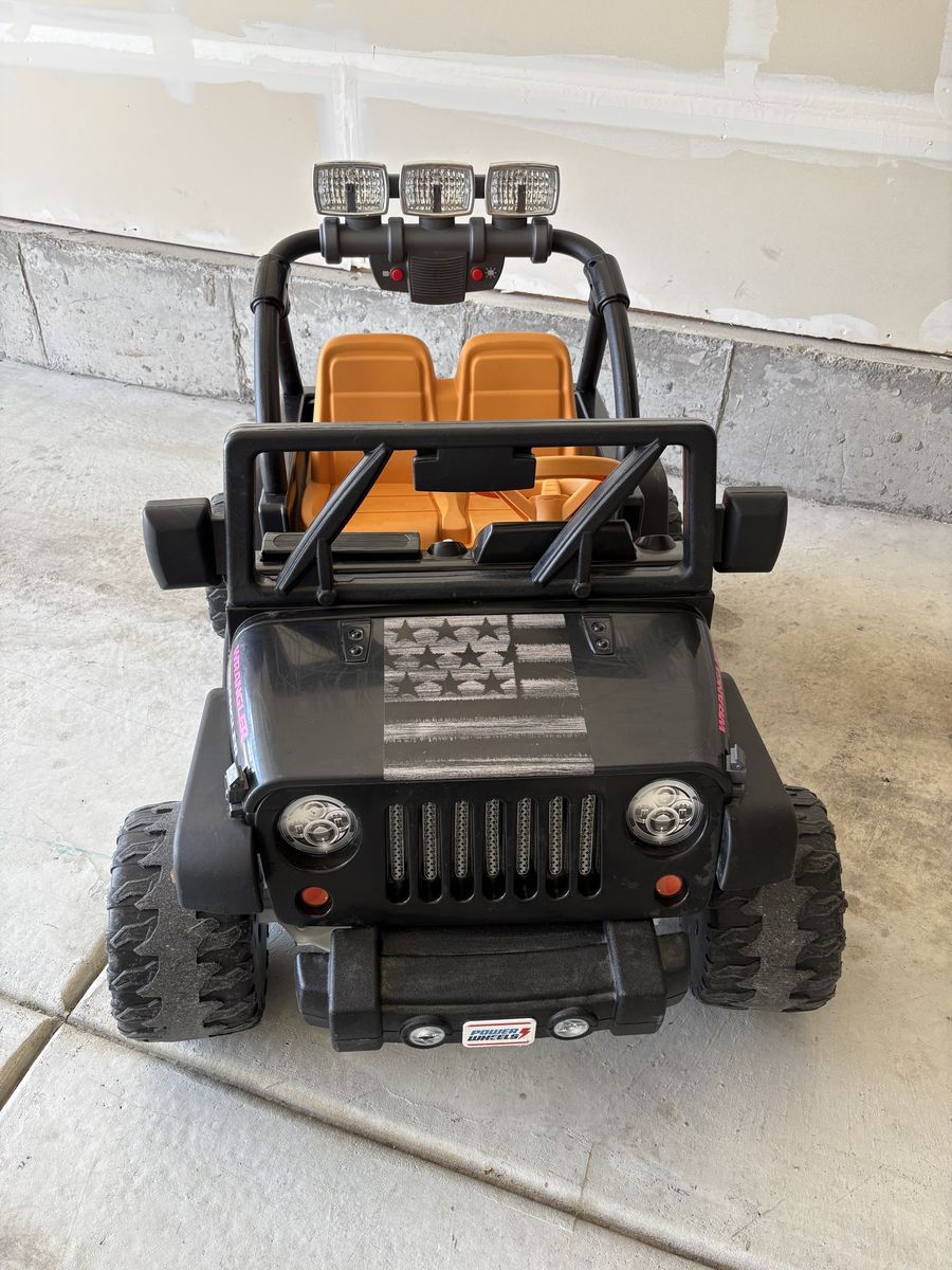 Power Wheels Jeep Wrangler Ride-On Car - Black with Orange Seats