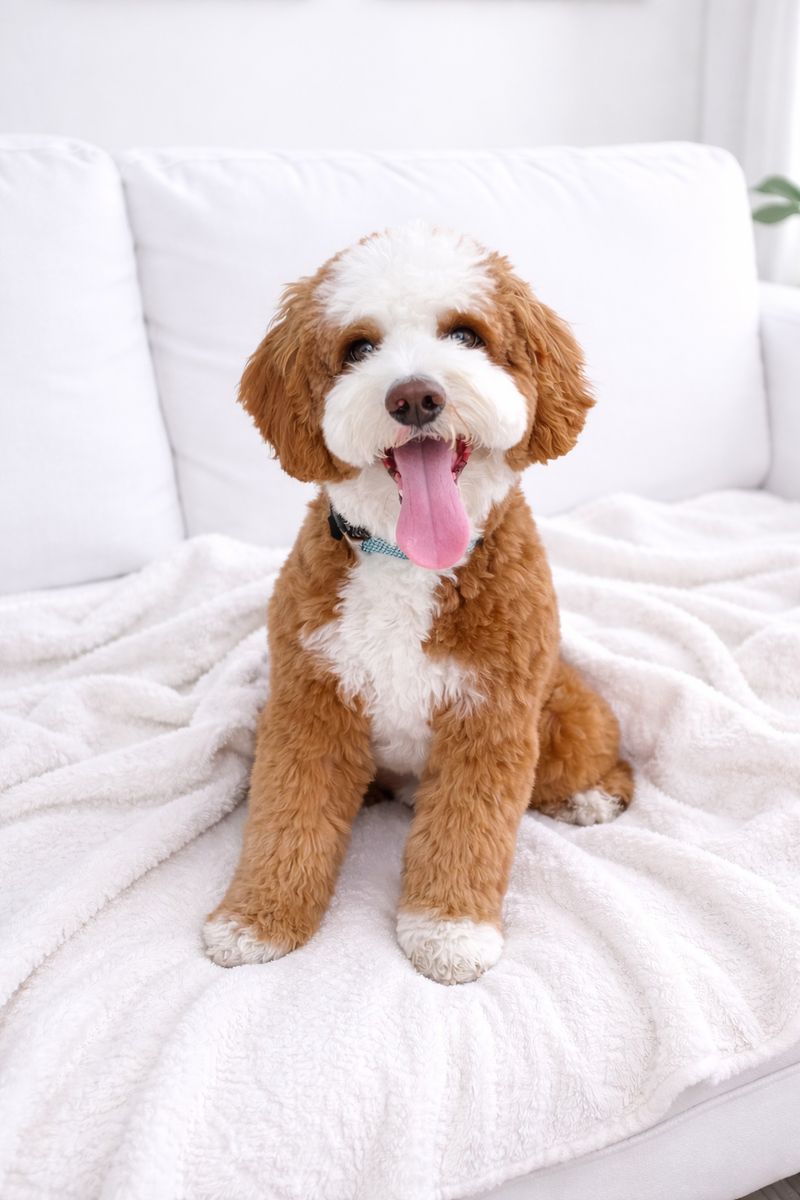 Red Tuxedo Multigen Mini Bernedoodle Carries Rufus, Fitzwilliam