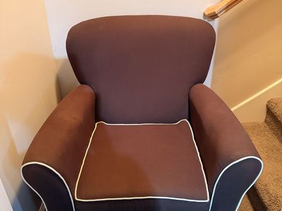 Brown Fabric Swivel Glider Nursery Chair