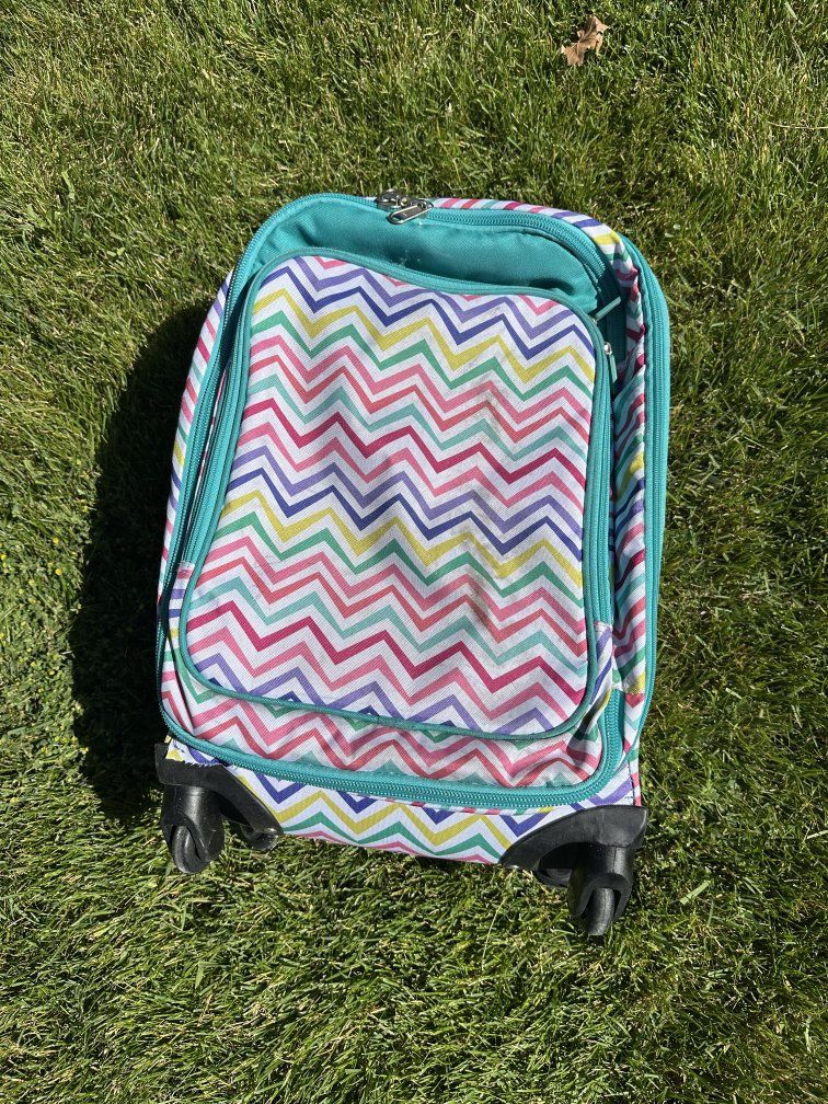 Pottery Barn Jet-Set Multi Color Chevron Carry-On Spinner